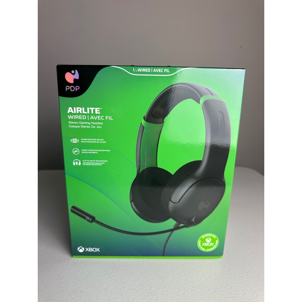 PDP Airlite Wired Stereo Gaming Headset for Xbox Series X|S Xbox One Black Green